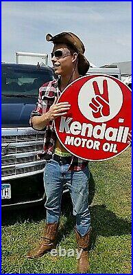 Vintage Rare 2sided Kendall Metal Motor Oil Gasoline Gas Sign 24inX24in