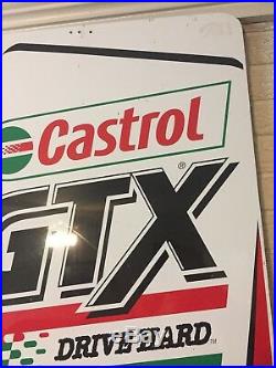 Vintage Rare Castrol GTX Drive Hard Motor Oil sign. 36x 24 Double Sided