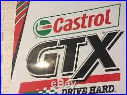 Vintage Rare Castrol GTX Drive Hard Motor Oil sign. 36x 24 Double Sided