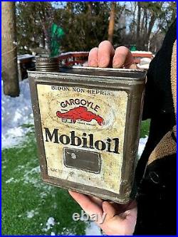 Vintage Rare Early Gargoyle Mobiloil BB Motor Oil Square Can Sign Gas Gasoline