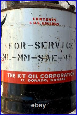 Vintage Rare Fleet Motor Oil 5 gallon Can sign Eldorado Kansas Airplane & car