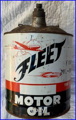 Vintage Rare Fleet Motor Oil 5 gallon Can sign Eldorado Kansas Airplane & car