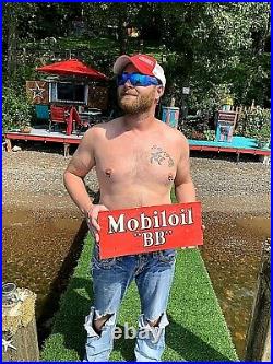 Vintage Rare Mobil Mobiloil Motor Oil BB Metal Sign Bottle Can Gas Gasoline 18x7