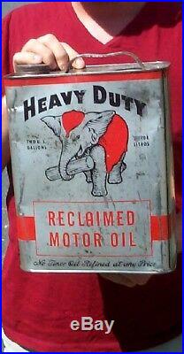 Vintage Rare Mouren Lauren Reclaimed Motor Oil Can Sign Gas With Elephant Graphic