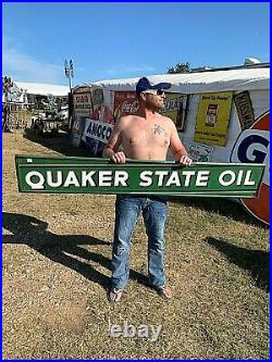 Vintage Rare Quaker State Motor Oil Gas Metal Sign 72X12
