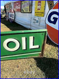 Vintage Rare Quaker State Motor Oil Gas Metal Sign 72X12