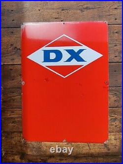 Vintage Rare Red Porcelain DX Gasoline Motor Oil Gas Pump Panel Plate Sign 26x18