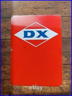 Vintage Rare Red Porcelain DX Gasoline Motor Oil Gas Pump Panel Plate Sign 26x18