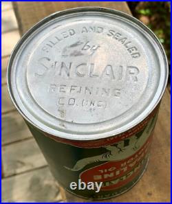 Vintage Rare Sinclair Opaline Motor Oil Can Gas with Dino sign Quart Tin Can NM