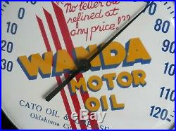 Vintage Rare Wanda Motor Oilcato Oil&grease Metal/glass Thermometersuper Nice