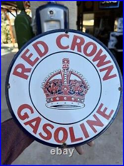 Vintage Red Crown 12/ Motor Oil Porcelain Gas Pump Sign