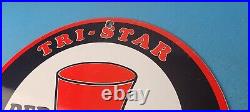 Vintage Red Hat Gasoline Porcelain Sign Gas Motor Oil Pump Plate Sign