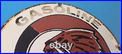 Vintage Red Hat Gasoline Porcelain Sign Gas Motor Oil Pump Service Sign