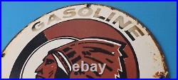 Vintage Red Hat Gasoline Porcelain Sign Gas Motor Oil Pump Service Sign