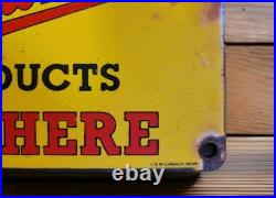 Vintage Red Head Gasoline Porcelain Sign Motor Oil Esso Mobil Sold Here Gas Oil