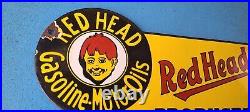 Vintage Red Head Motor Oil Sign Gasoline Pump Plate Sold Here Porcelain Sign