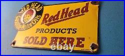 Vintage Red Head Motor Oil Sign Gasoline Pump Plate Sold Here Porcelain Sign