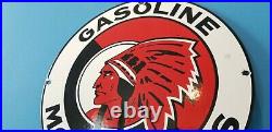 Vintage Red Indian Gasoline Porcelain Gas Motor Oil Native American Service Sign
