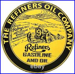 Vintage Refiners Gasoline Porcelain Sign Motor Oil Gas Station Pump Plate