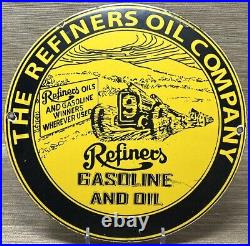 Vintage Refiners Gasoline Porcelain Sign Motor Oil Gas Station Pump Plate