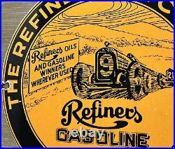 Vintage Refiners Gasoline Porcelain Sign Motor Oil Gas Station Pump Plate