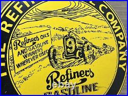 Vintage Refiners Gasoline Porcelain Sign Motor Oil Gas Station Pump Plate