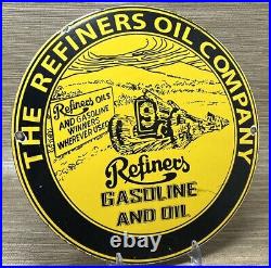 Vintage Refiners Gasoline Porcelain Sign Motor Oil Gas Station Pump Plate