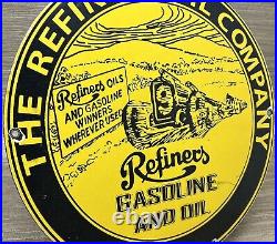 Vintage Refiners Gasoline Porcelain Sign Motor Oil Gas Station Pump Plate