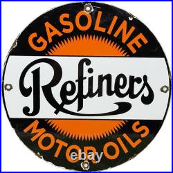 Vintage Refiners Motor Oil Porcelain Sign General Gasoline Gas Station