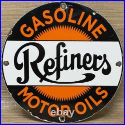 Vintage Refiners Motor Oil Porcelain Sign General Gasoline Gas Station