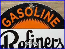 Vintage Refiners Motor Oil Porcelain Sign General Gasoline Gas Station