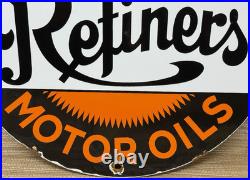 Vintage Refiners Motor Oil Porcelain Sign General Gasoline Gas Station