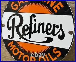 Vintage Refiners Motor Oil Porcelain Sign General Gasoline Gas Station