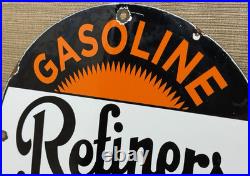 Vintage Refiners Motor Oil Porcelain Sign General Gasoline Gas Station
