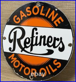 Vintage Refiners Motor Oil Porcelain Sign General Gasoline Gas Station