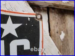 Vintage Republic Gasoline Porcelain Sign Old Motor Oil Gas Pump Plate Shield USA