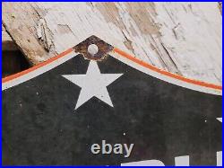 Vintage Republic Gasoline Porcelain Sign Old Motor Oil Gas Pump Plate Shield USA