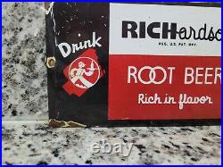 Vintage Richardson Porcelain Soda Sign Root Beer Door Palm Push Gas Motor Oil