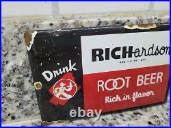 Vintage Richardson Porcelain Soda Sign Root Beer Door Palm Push Gas Motor Oil