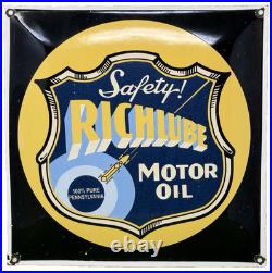 Vintage Richfield Gasoline Porcelain Sign Gas Station Pump Plate Motor Oil