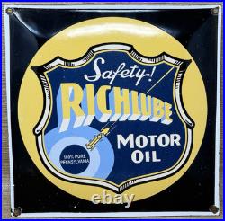 Vintage Richfield Gasoline Porcelain Sign Gas Station Pump Plate Motor Oil