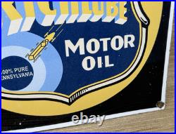Vintage Richfield Gasoline Porcelain Sign Gas Station Pump Plate Motor Oil