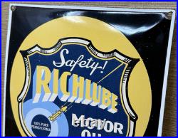 Vintage Richfield Gasoline Porcelain Sign Gas Station Pump Plate Motor Oil