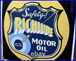 Vintage Richfield Gasoline Porcelain Sign Gas Station Pump Plate Motor Oil