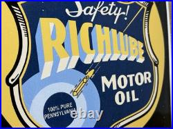 Vintage Richfield Gasoline Porcelain Sign Gas Station Pump Plate Motor Oil
