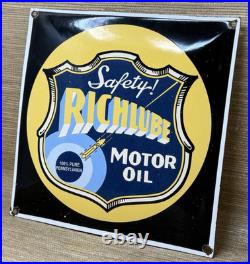 Vintage Richfield Gasoline Porcelain Sign Gas Station Pump Plate Motor Oil