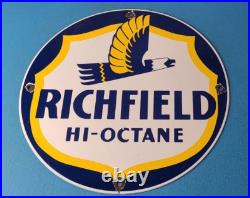 Vintage Richfield Gasoline Sign Gas Motor Oil Pump Plate Porcelain Sign Vintage Richfield Gasoline Sign Gas Motor Oil Pump Plate Porcelain Sign