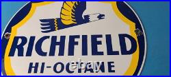 Vintage Richfield Gasoline Sign Gas Motor Oil Pump Plate Porcelain Sign Vintage Richfield Gasoline Sign Gas Motor Oil Pump Plate Porcelain Sign