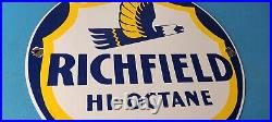 Vintage Richfield Gasoline Sign Gas Motor Oil Pump Plate Porcelain Sign Vintage Richfield Gasoline Sign Gas Motor Oil Pump Plate Porcelain Sign
