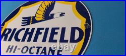 Vintage Richfield Gasoline Sign Gas Motor Oil Pump Plate Porcelain Sign Vintage Richfield Gasoline Sign Gas Motor Oil Pump Plate Porcelain Sign